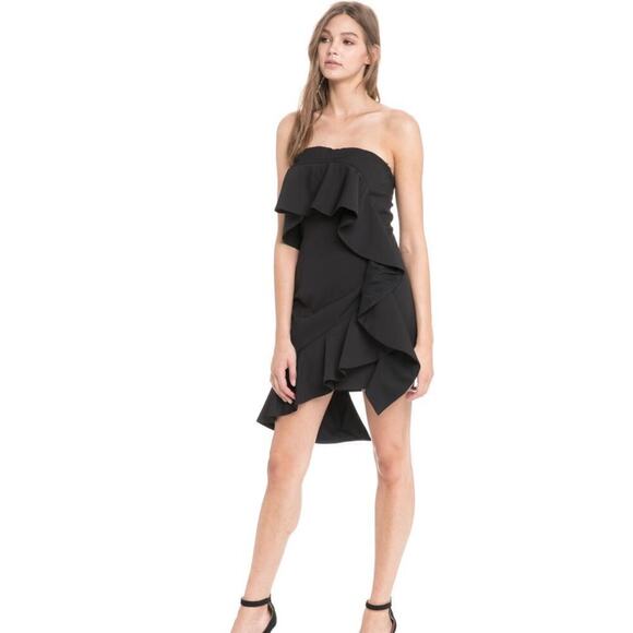 Anthropologie Endless Rose Woman Black Asymmetrical Strapless Dress, Siz… - Picture 3 of 10